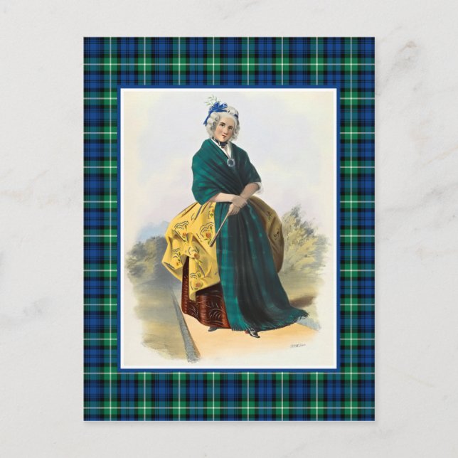 Clan Lamont Vintage Illustration Tartan Frame Postcard (Front)