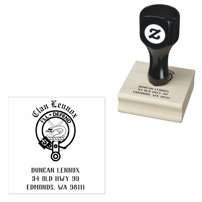Clan Lennox Crest Badge Customizable  Rubber Stamp (Stamped)