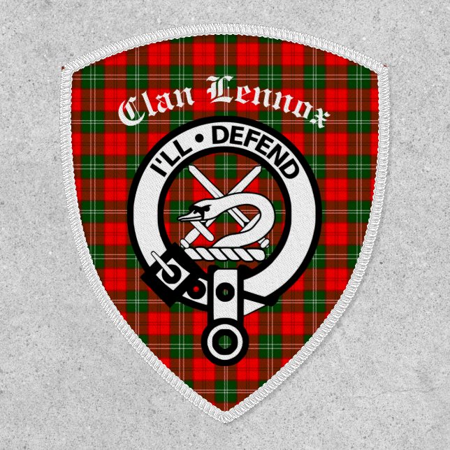 Clan Lennox Crest Badge & Tartan Iron On Patch (Front)