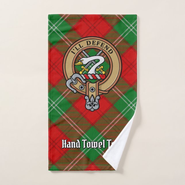 Clan Lennox Crest over Tartan Bath Towel Set (Hand Towel)