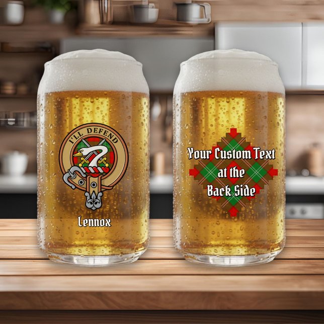 Clan Lennox Crest over Tartan Can Glass (Creator Uploaded)