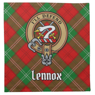 Clan Lennox Crest over Tartan Cloth Napkin