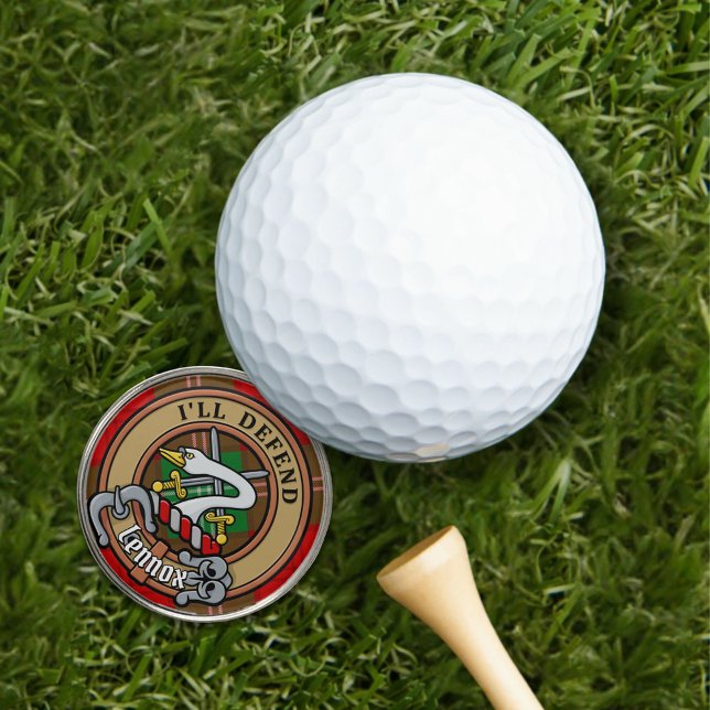 Clan Lennox Crest over Tartan Golf Ball Marker (Creator Uploaded)