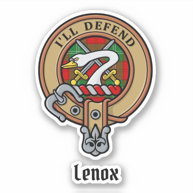 Clan Lennox Crest over Tartan Sticker (Front)