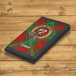 Clan Lennox Crest over Tartan Trifold Wallet