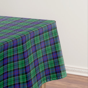 Clan Leslie Bright Blue and Green Scottish Tartan Tablecloth