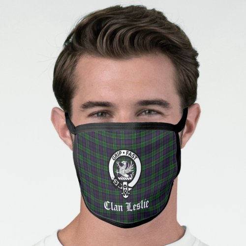 Clan Leslie Crest Badge and Tartan Face Mask