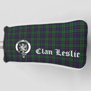 Clan Leslie Crest Badge and Tartan Golf Head Cover