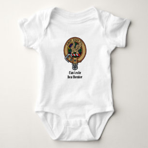 Clan Leslie Crest over Hunting Tartan Baby Bodysuit