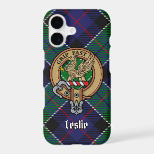 Clan Leslie Crest over Hunting Tartan iPhone 17 Case