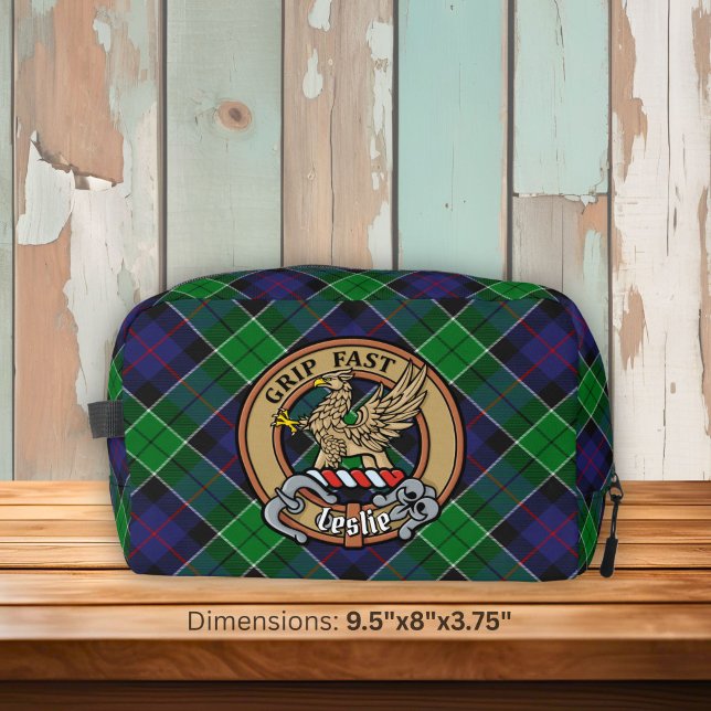 Clan Leslie Crest over Hunting Tartan Dopp Kit (Creator Uploaded)