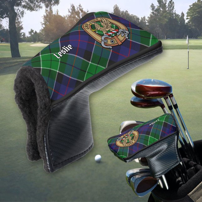 Clan Leslie Crest over Hunting Tartan Golf Head Cover (Creator Uploaded)