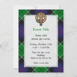 Clan Leslie Crest over Hunting Tartan Invitation