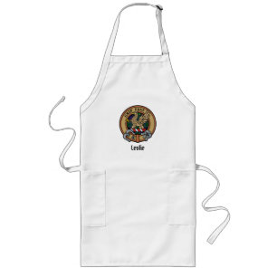 Clan Leslie Crest over Hunting Tartan Long Apron