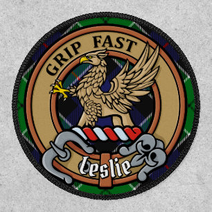 Clan Leslie Crest over Hunting Tartan Patch