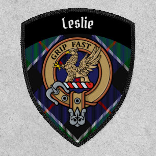 Clan Leslie Crest over Hunting Tartan Patch