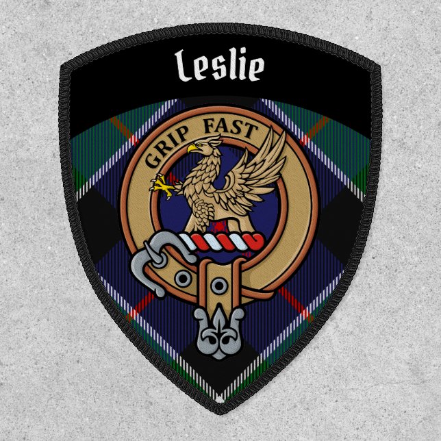 Clan Leslie Crest over Hunting Tartan Patch (Front)