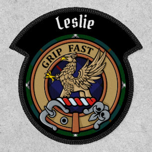Clan Leslie Crest over Hunting Tartan Patch