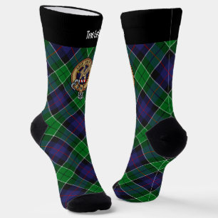 Clan Leslie Crest over Hunting Tartan Socks