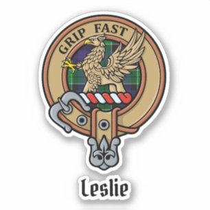 Clan Leslie Crest over Hunting Tartan Sticker