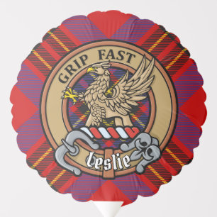 Clan Leslie Crest over Red Tartan Balloon