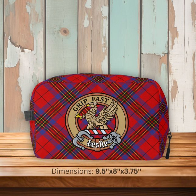 Clan Leslie Crest over Red Tartan Dopp Kit (Creator Uploaded)