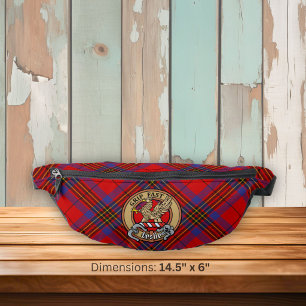 Clan Leslie Crest over Red Tartan Fanny Pack