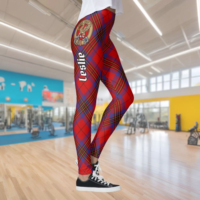 Clan Leslie Crest over Red Tartan Leggings (Creator Uploaded)