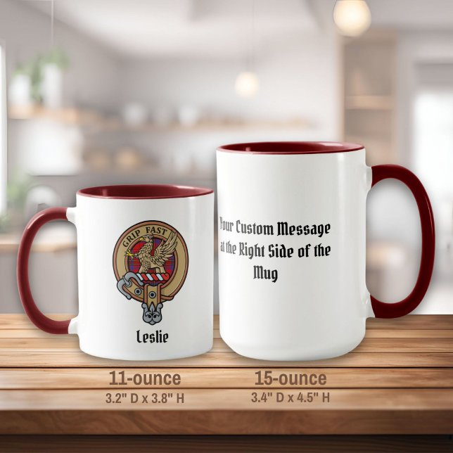 Clan Leslie Crest over Red Tartan Mug (Creator Uploaded)