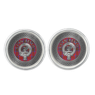 Clan Leslie Crest & Tartan Knot Cufflinks
