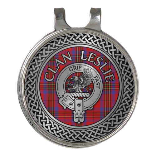 Clan Leslie Crest  Tartan Knot Golf Hat Clip