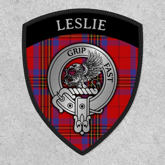 Clan Leslie [EDIT] Crest & Tartan Shield Patch (Front)