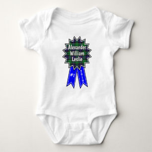 Clan Leslie Hunting Tartan #1 Award Blue Ribbon Baby Bodysuit