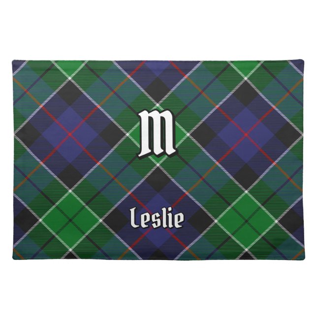 Clan Leslie Hunting Tartan Cloth Placemat (Front)