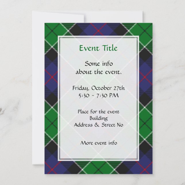 Clan Leslie Hunting Tartan Invitation (Back)