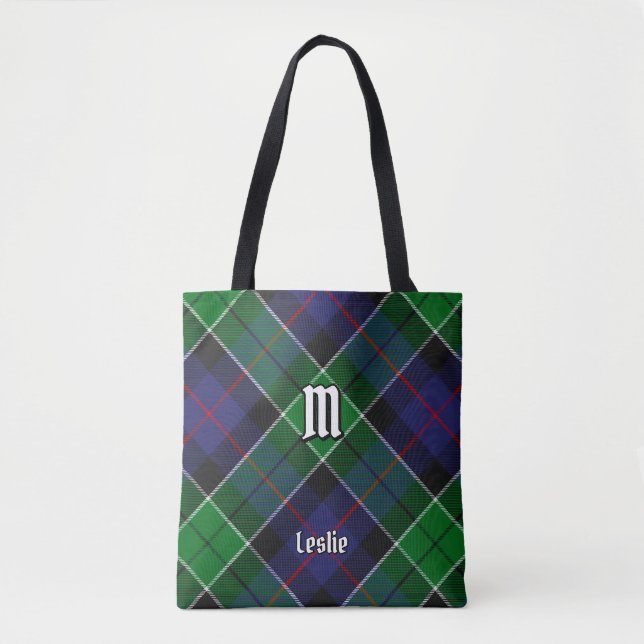 Clan Leslie Hunting Tartan Tote Bag (Front)