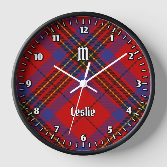 Clan Leslie Red Tartan Clock (Front)