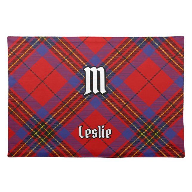 Clan Leslie Red Tartan Cloth Placemat (Front)