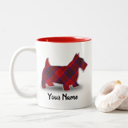 Clan Leslie Red Tartan Scottish Terrier Two_Tone Coffee Mug