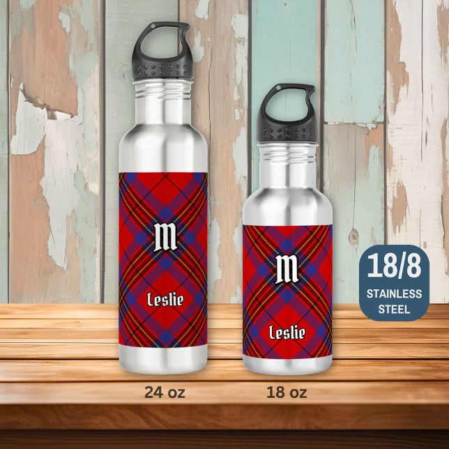 Clan Leslie Red Tartan Stainless Steel Water Bottle (Creator Uploaded)