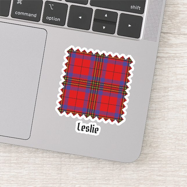 Clan Leslie Red Tartan Sticker (Detail)
