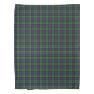Clan Leslie Scottish Accents Blue Green Tartan Duvet Cover
