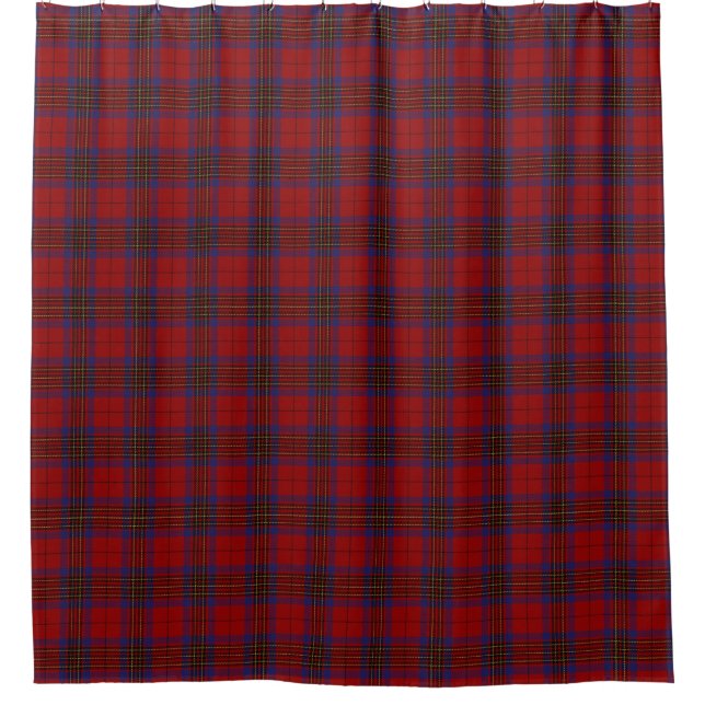 Clan Leslie Scottish Red Tartan Shower Curtain (Front)