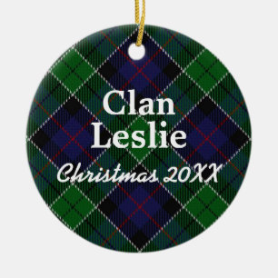 Clan Leslie Scottish Tartan Ceramic Ornament