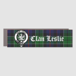 Clan Leslie Tartan & Crest Car Magnet
