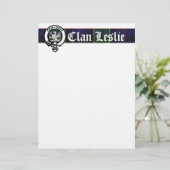 Clan Leslie Tartan & Crest Letterhead (Standing Front)