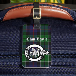 Clan Leslie Tartan & Crest Luggage Tag