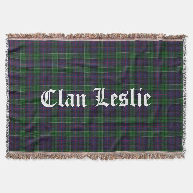 Clan Leslie Tartan Throw Throw Blanket (Front)