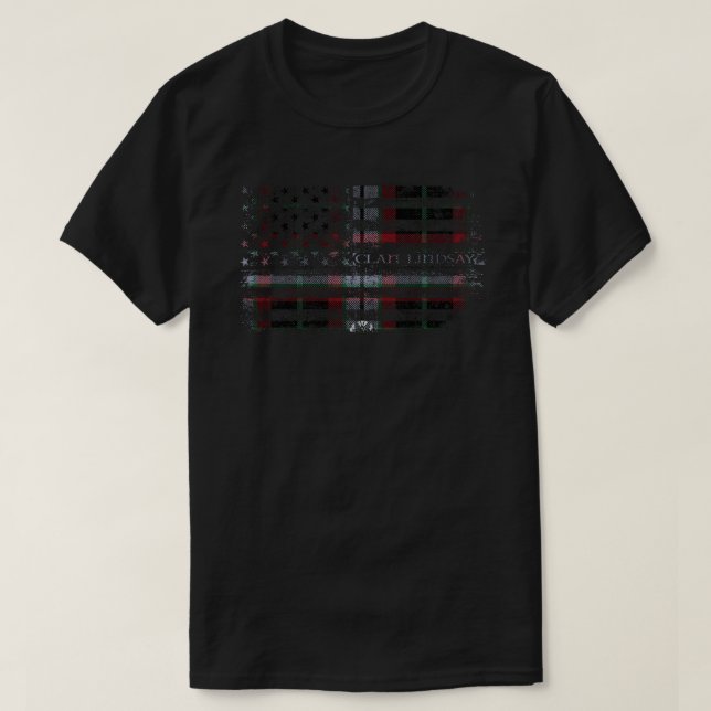 Clan Lindsay Hunting Scottish tartan US flag kilt  T-Shirt (Design Front)