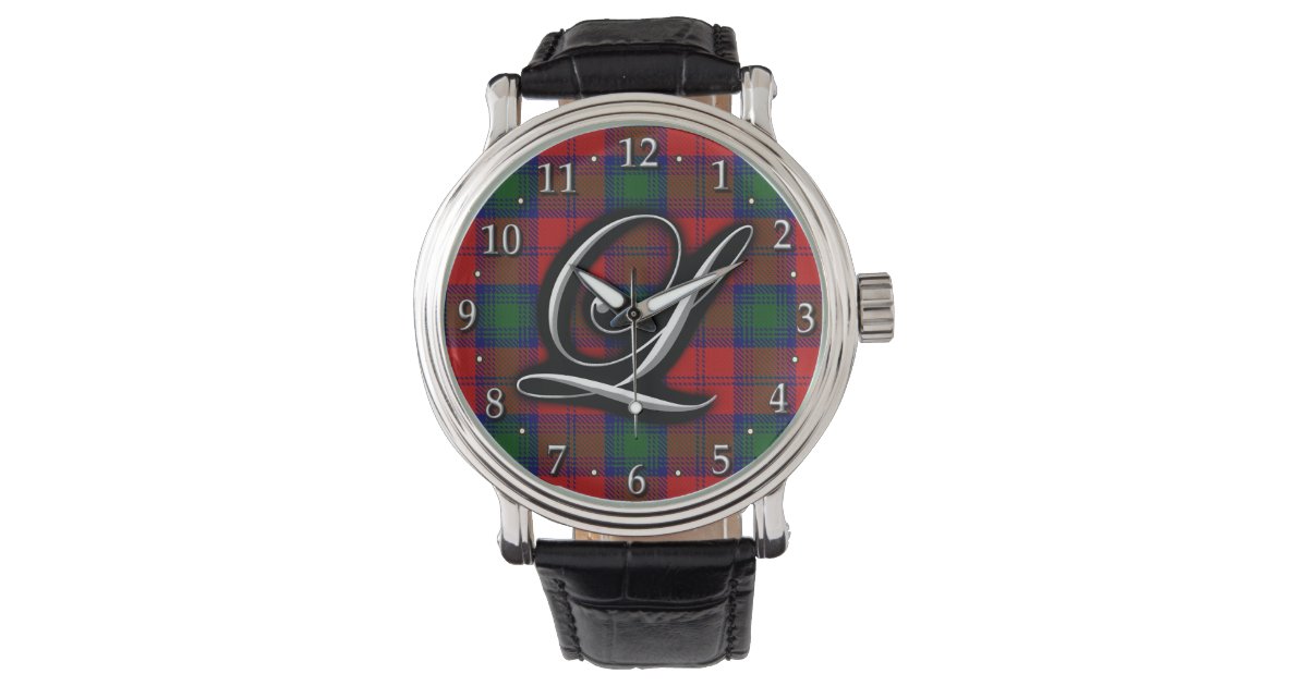 Clan Lindsay Lindsey Letter L Monogram Tartan Wrist Watch Zazzle Com